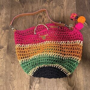Trina Turk Multicolor Crochet Tote Bag